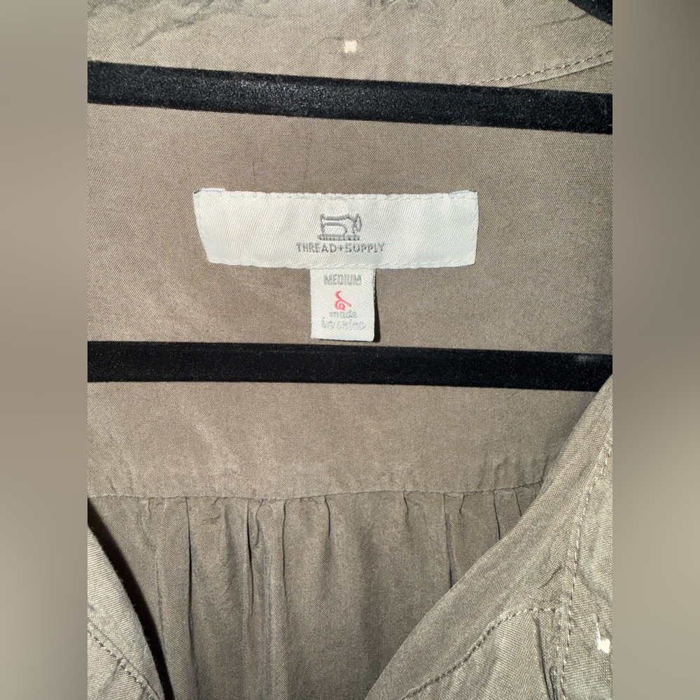 Thread & Supply Olive Button Front Lyocell Dress … - image 3